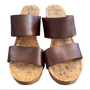 Lucky Brand Magnolia Leather Cork Wedges size 8 1/2